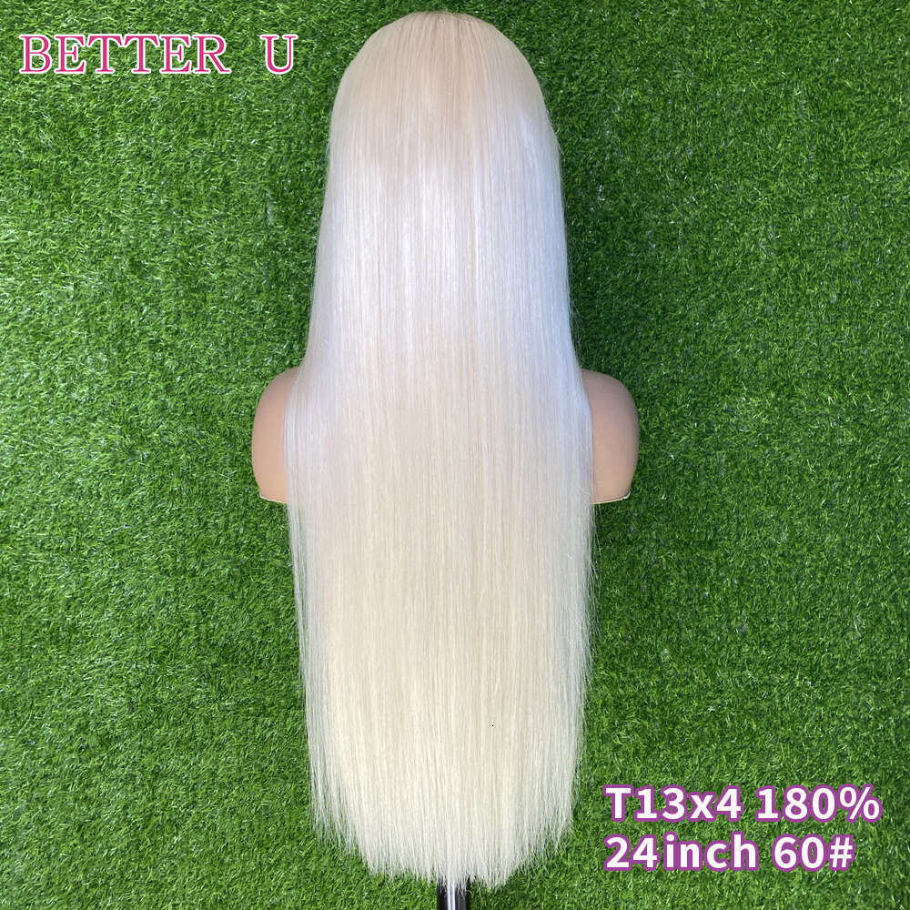 13X6 HD Transparent Platinum Ash Blonde Colored Lace Front Wig Pre Plucked 13X4 #60 White Lace Frontal Wigs For Women Human Hair