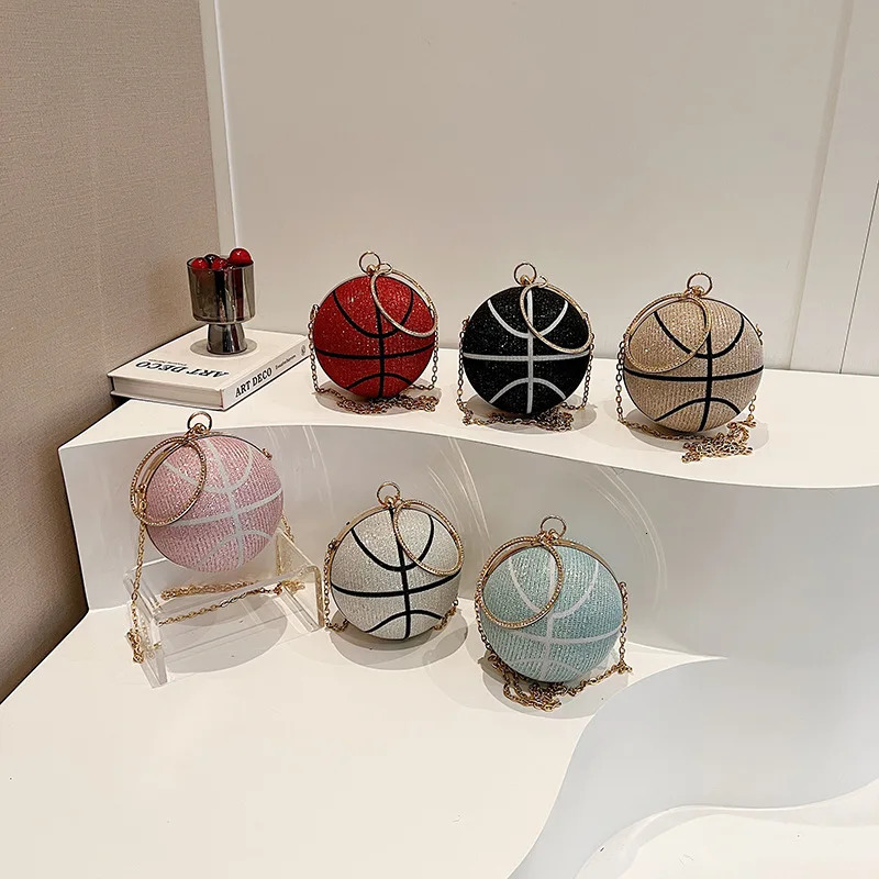 diamond basketball clutch bag suitable for womens football shapes wedding party wallets and handbags gold and silver evening bags 241023