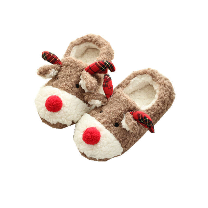 Women's Elk Slippers New Winter Fashion Christmas Plush Household Cotton Indoor Comfort Anti Slip Casual Shoes