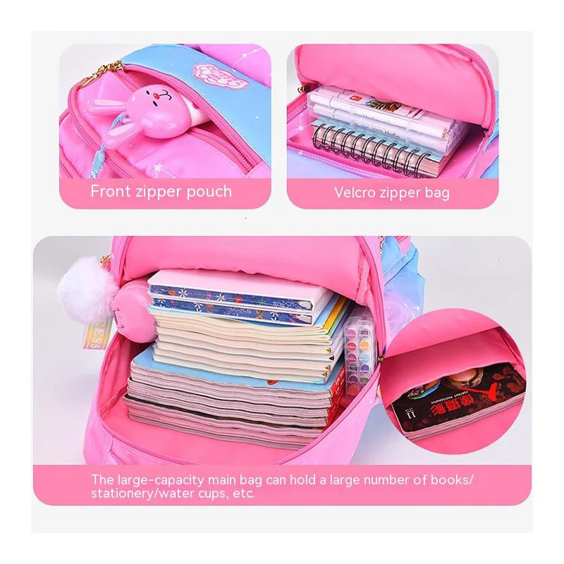 Orthodontics Primary School Girls Backpack Gradient Color 1-3-6 Grades Childrens Backpack Large Capacity Rucksack Mochila 241019