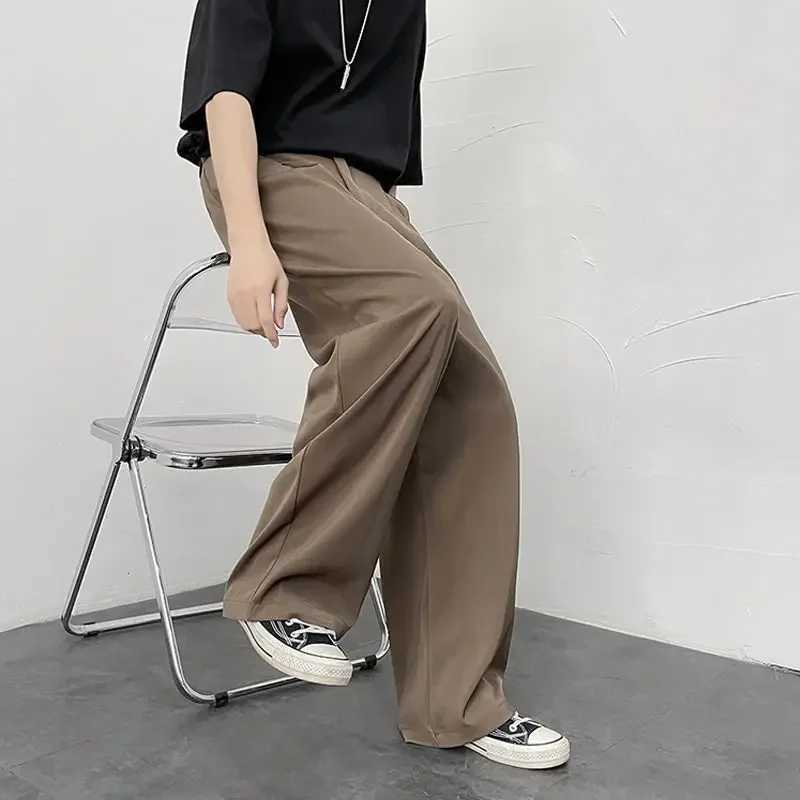 Draped Man Suits Pants Black Trousers for Men Fluid Wide Leg High Quality Designer Clothes Elegant Vintage Fabric Cheap SpringX241023