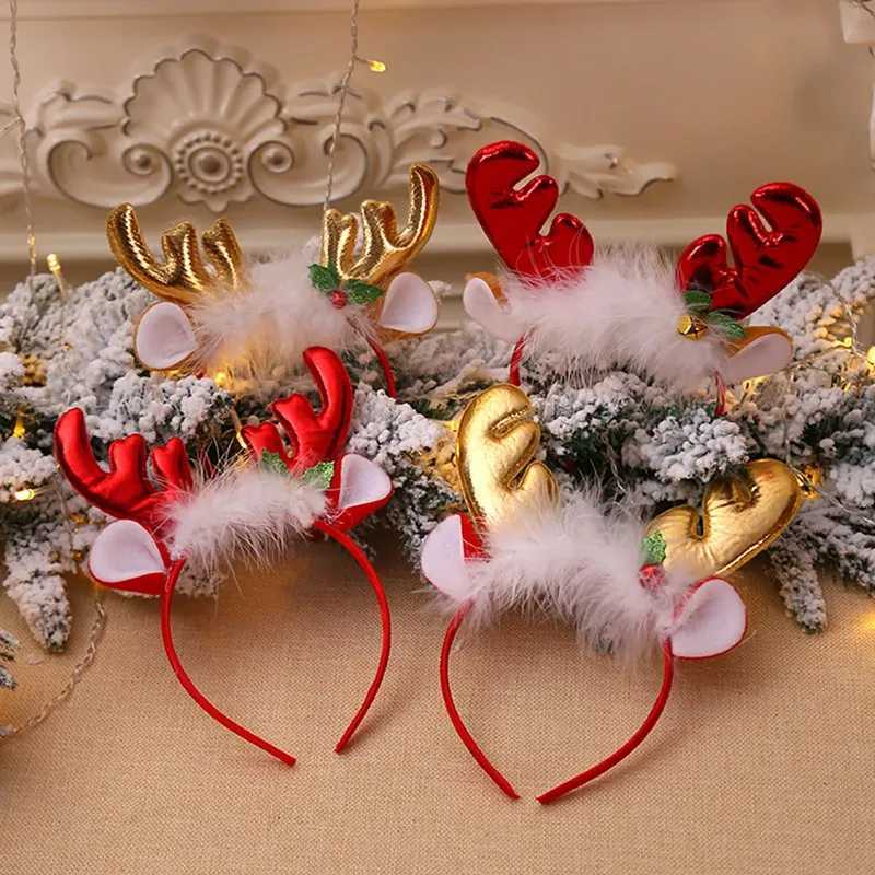 Christmas Headband Santa Tree Elk Antlers Hairhoop Kid Adults Headwear Reindeer Elf Ears Christmas Party Decorations PropX241021