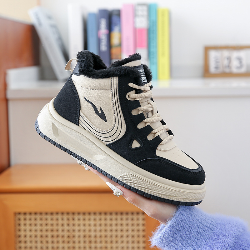 version thick soled high top women's winter with plush versatile student casual sports cotton shoes