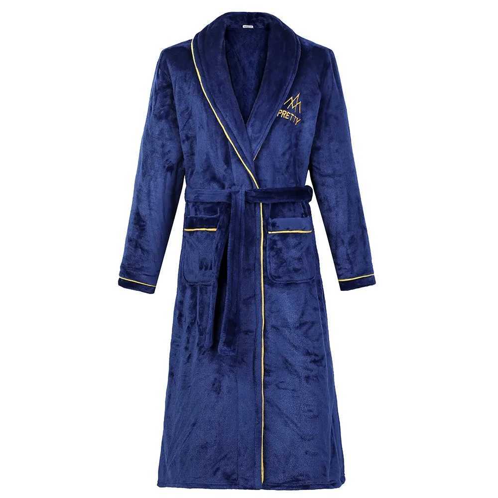 3XL Coral Fce Night Light Mens/Womens Winter Thick Robe Flannel Kimono Bathrobe Loose Sleepwear Casual Home Warmth W241023