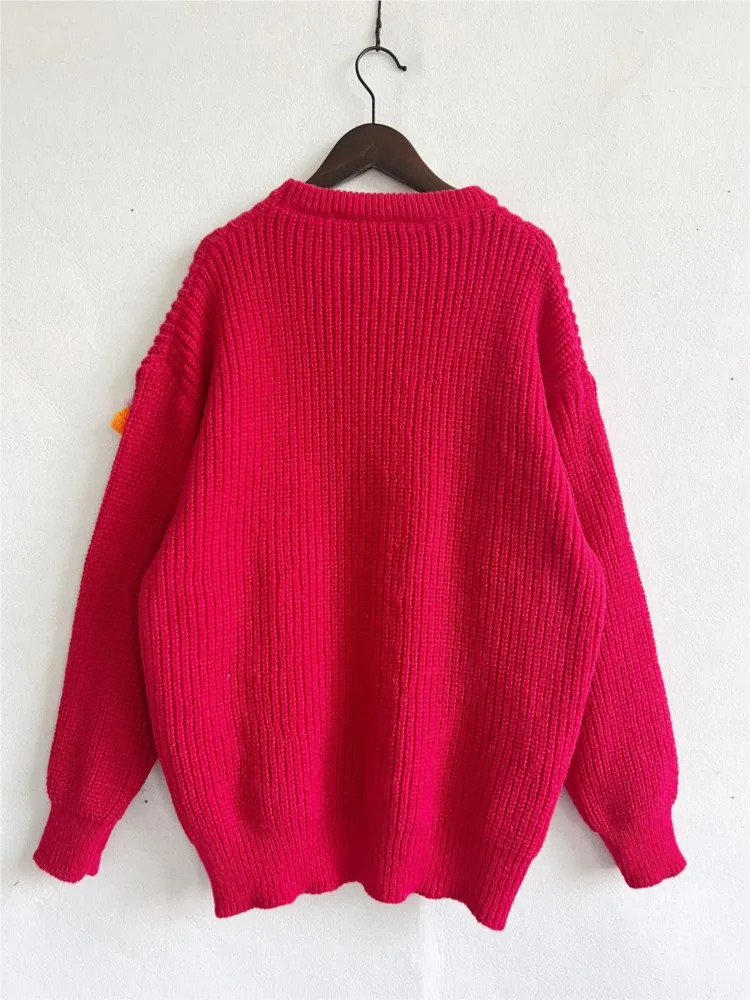 Ugly Christmas Santa Claus Knitted Sweater Women Autumn Winter Fashion Loose ONeck Long Sleeve Red Pullover Jumper 241021
