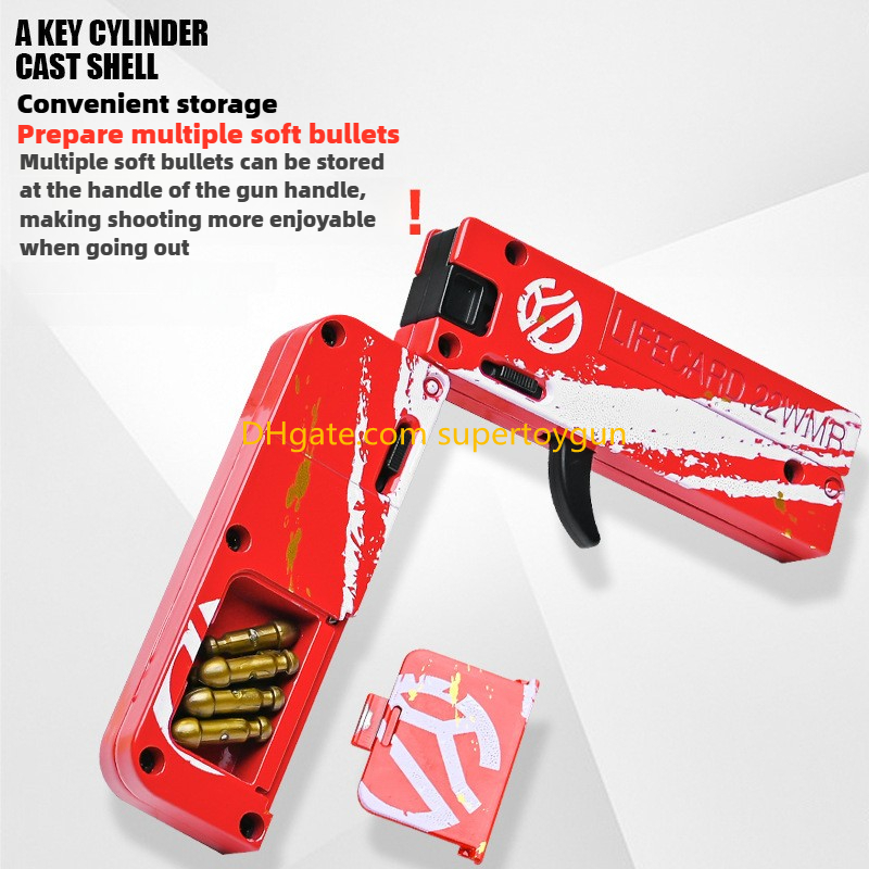 LifeCard Folding Pistol Handgun Toy Card Gun With Soft Bullets Alloy Shooting Model For Adults Boys Chi