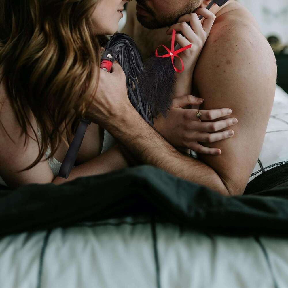 Fumwase 3 Pcs Sex Whip and Crop Set BDSM Whip Leather Horse Crop Feather Tickler for Adults Bedroom Play Sex Play Toys for Couples