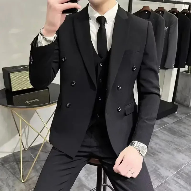Mens double corset jacket autumn spring business ultra-thin jacket Hombre streetwear party wedding dress 241023