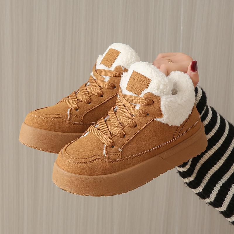 Women's Winter Korean Version Plush High Top Casual Shoes.
