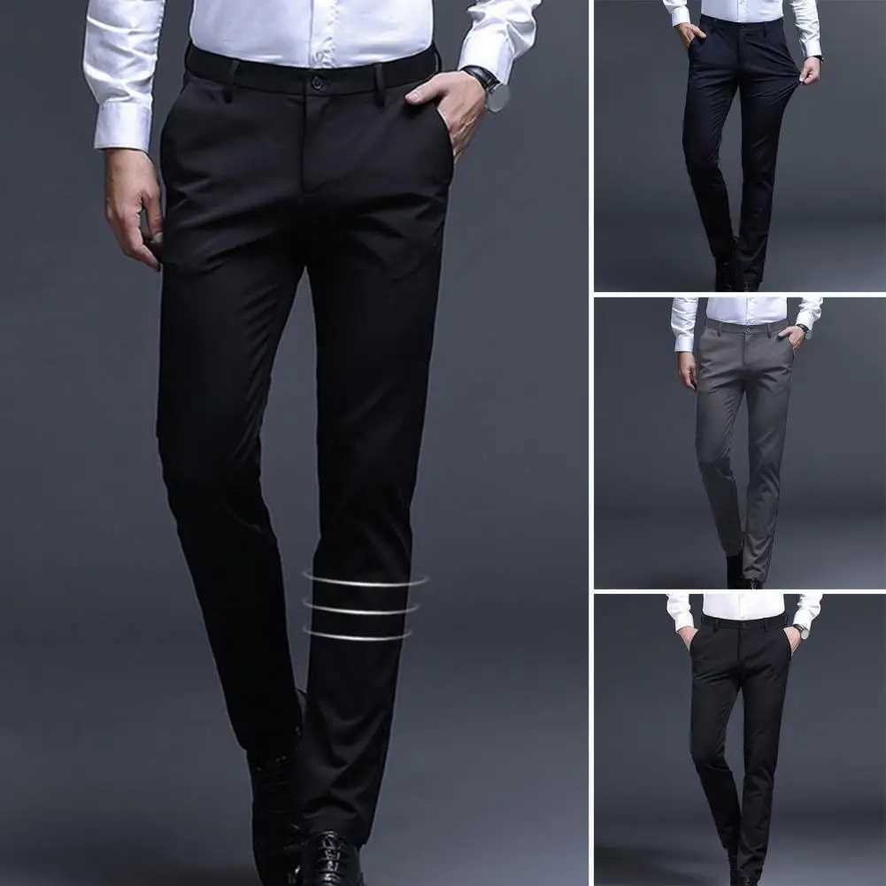 Brand Clothing Spring Summer Straight Suit Pants Men Business Fashion Red Black Blue Solid Color Formal Trousers Large SizeXJ241023