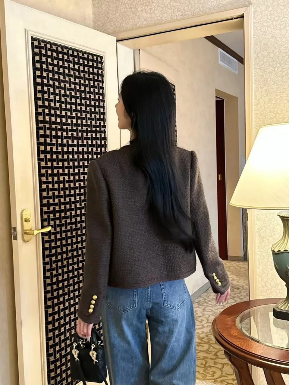 Basic classic wool coarse woolen womens casual top jacket 241023