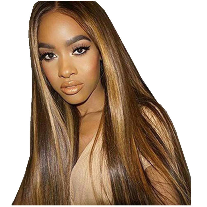 New arrival wig female fashion chemical fiber middle parting long straight hair gradient color long hair