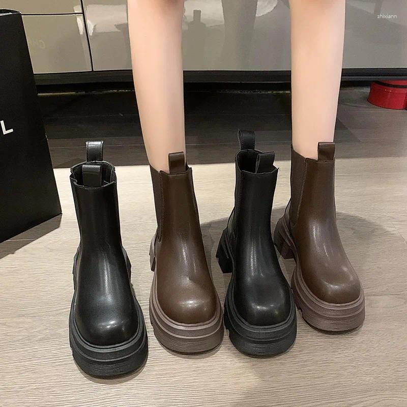 Boots 2024 Women's Autumn Single Boot Big Head Thick Bottom Middle Short