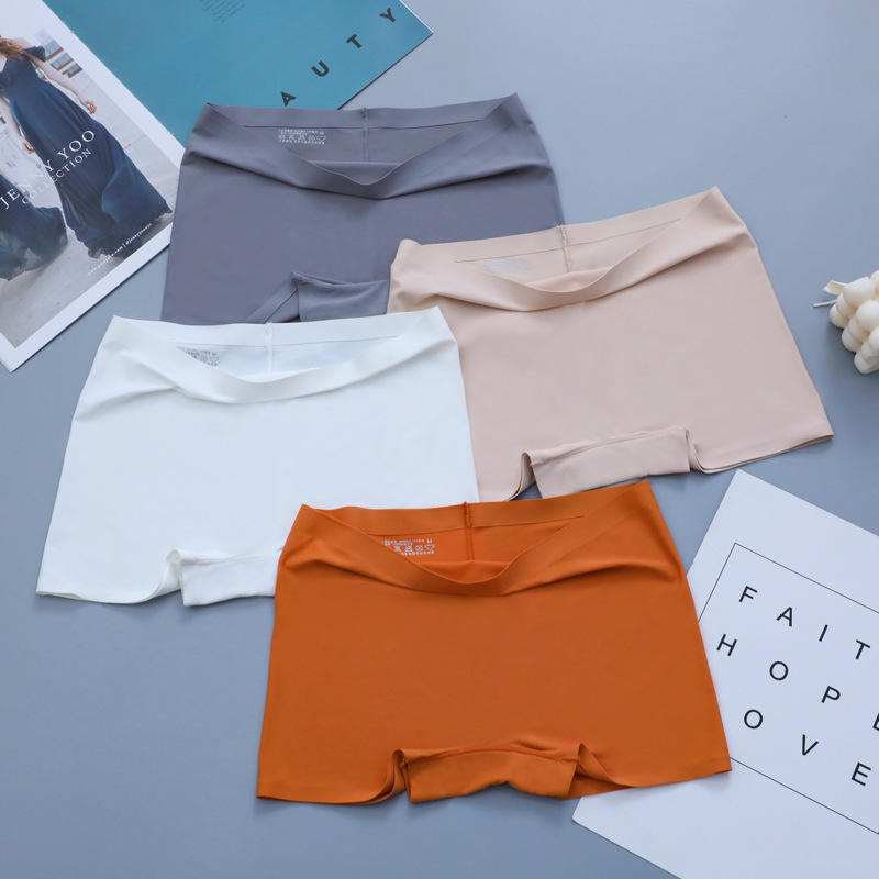 2025 New designer piece set silk fashion seamless underwear women s flat corner shorts women s underwear safety pants Soild women s Tangas high waiste