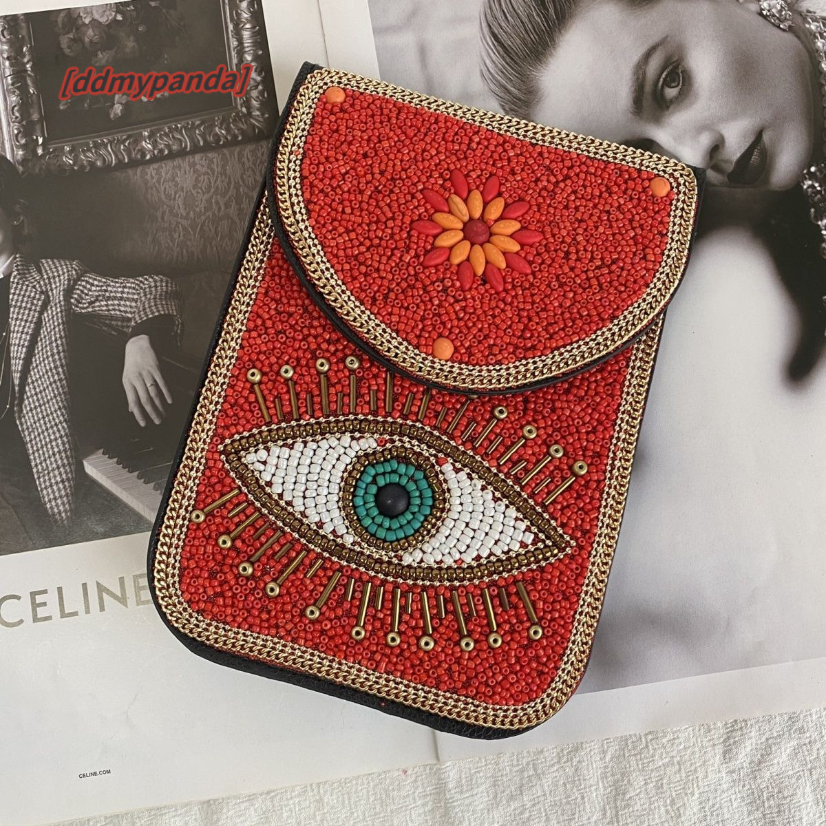 New Heavy Industry Bohemian Style Rice Bead Shell Flower Exquisite PU Travel Photography Single Shoulder Crossbody Magnetic Buckle Women's Bag #3