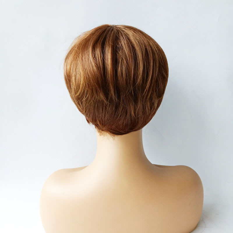 Hot selling side bangs wig silk machine-made full-length synthetic fiber wig headpiece