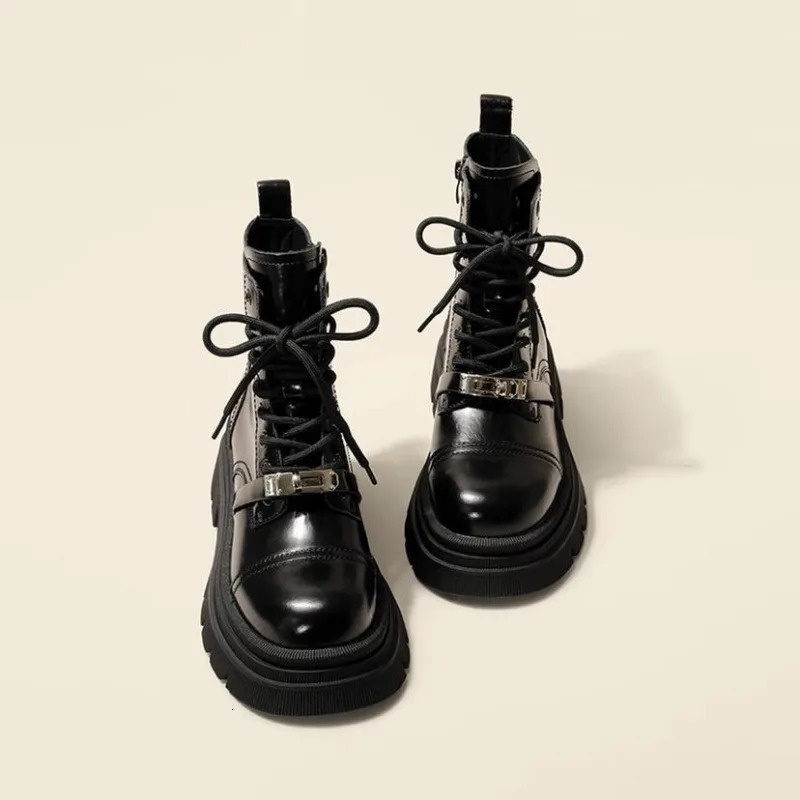 Womens 2024 trend new punk platform womens shoes thick sole anti slip motorcycle boots 241104