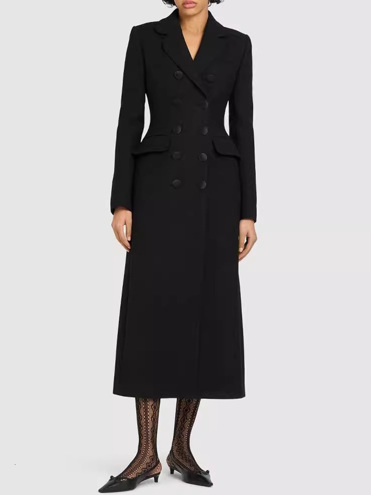 DEAT Fashion Women Blazer Notched Collar Long Sleeves Double Breasted Slim High Waist Suit Jackets Autumn 2024 New 7Ab4795