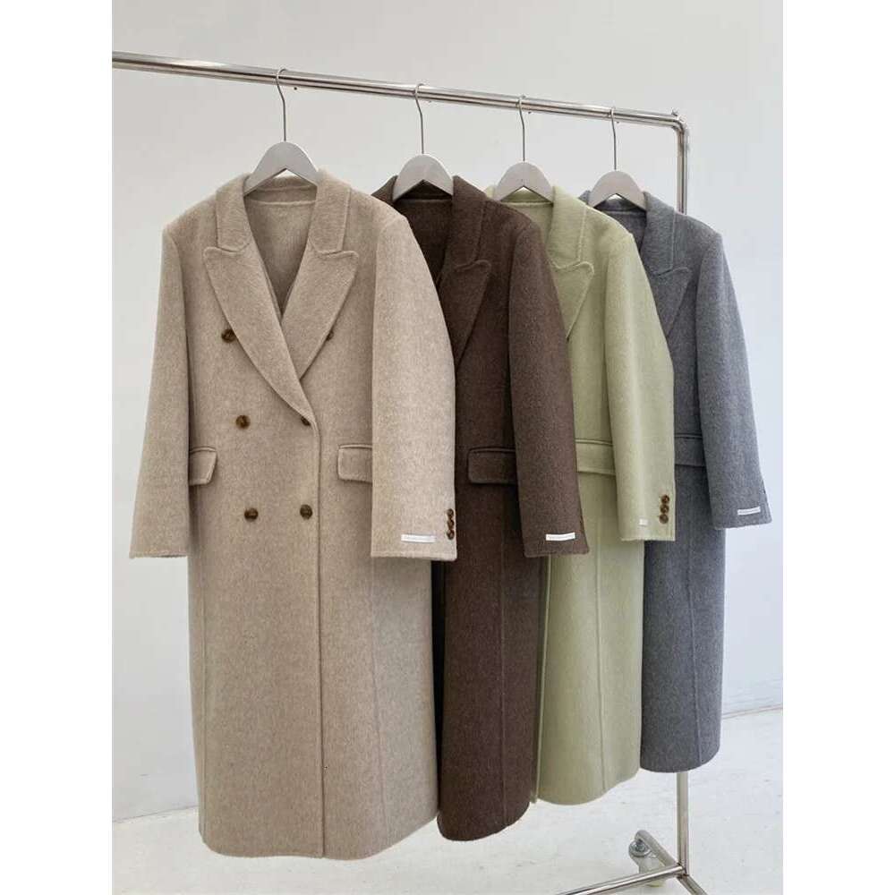 Rose Two-Piece Double-Sided Cashmere Women Mid-Length New Fashion Loose Warm Waistcoat Lael Woolen Coat Autumn Winter