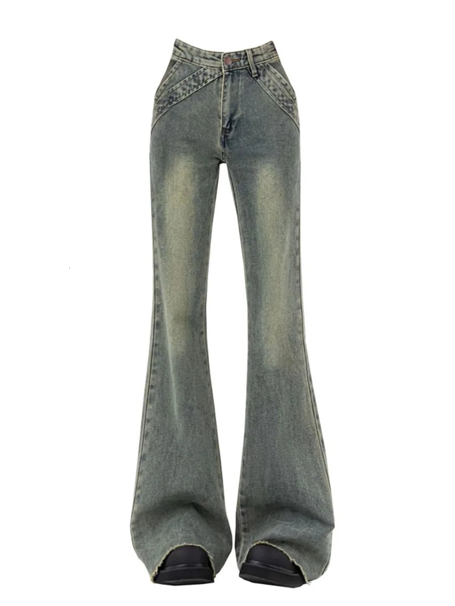Womens Korean Fashion Bell Bottom Flare Jean Y2k Japanese Street Clothing Low Rise Denim Pants 2000s Fashion Kpop Gyaru Retro Style 241023