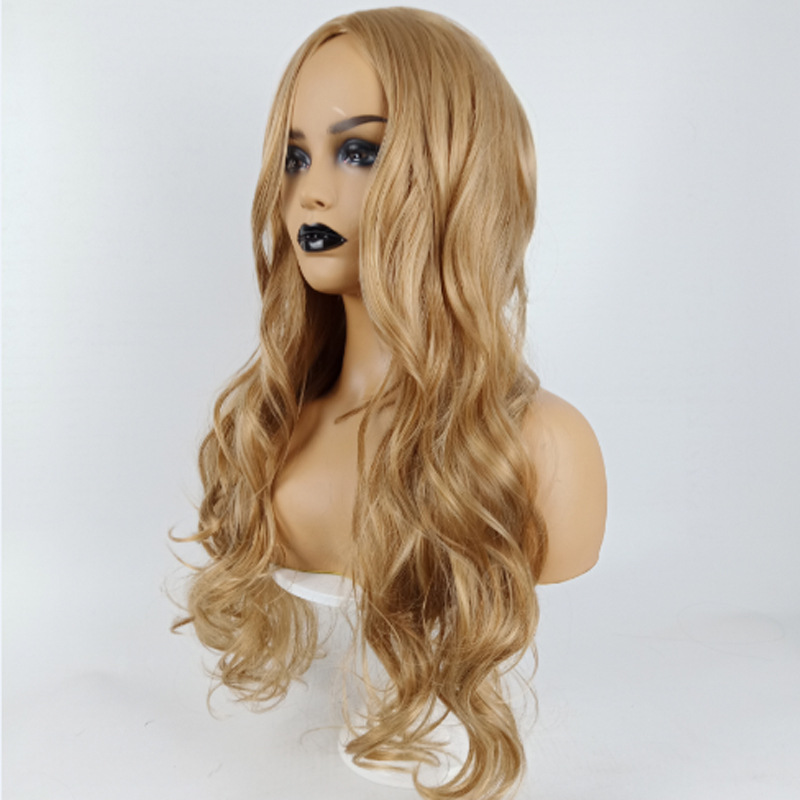 Long curly wigs for women wigs synthetic fiber headpiece golden big wave wig