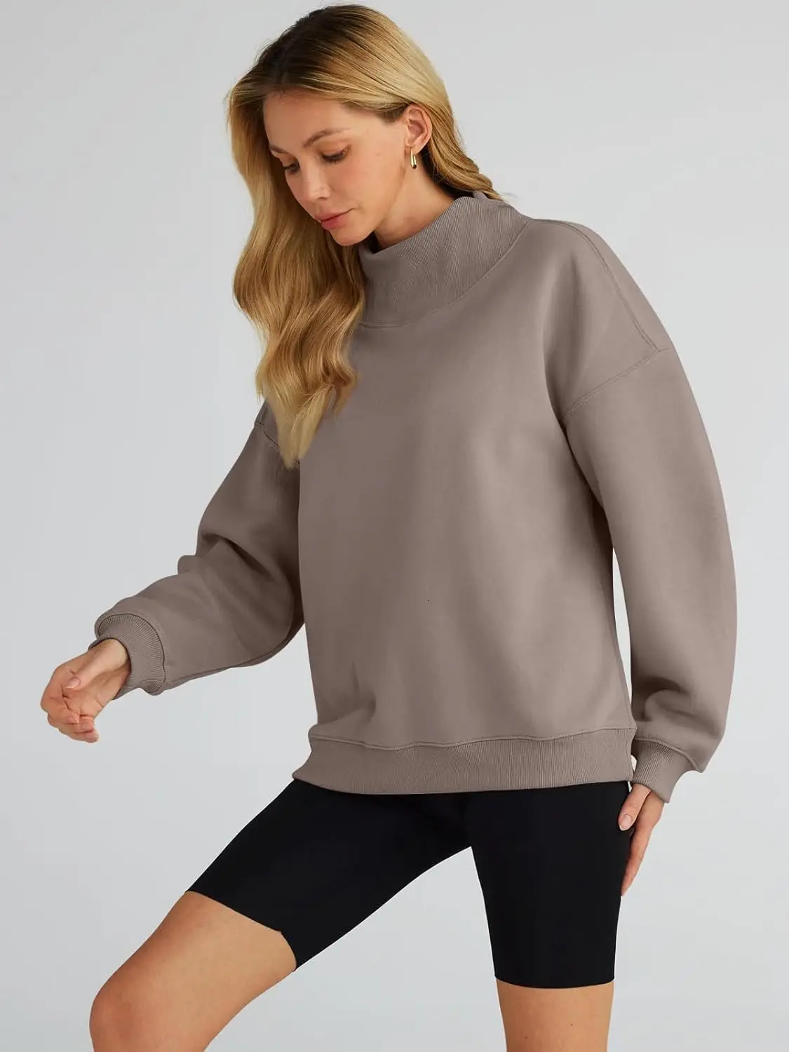 Womens oversized sportswear navy blue collar long sleeved hoodie top autumn clothing clothing 241022