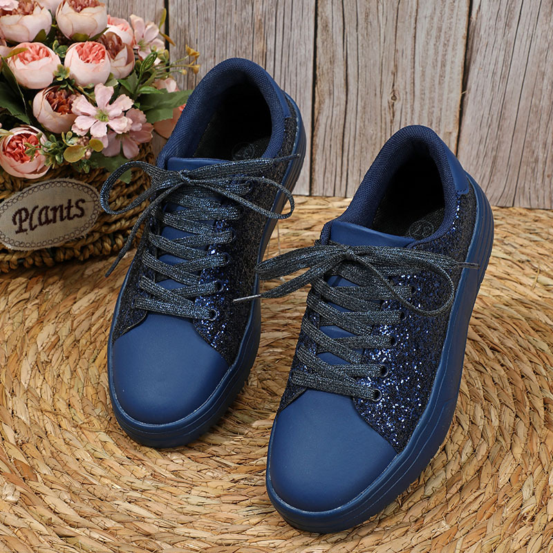 Spring and autumn trend casual thick sole board new bright face fashion women's low top lace-up flat Fashion shoes for couples