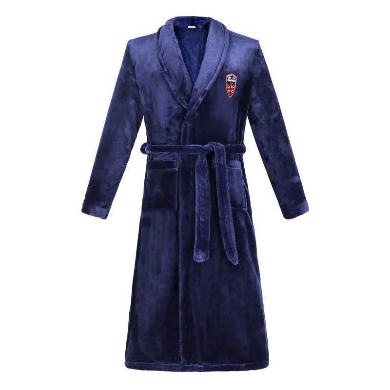 3XL Coral Fce Night Light Mens/Womens Winter Thick Robe Flannel Kimono Bathrobe Loose Sleepwear Casual Home Warmth W241023