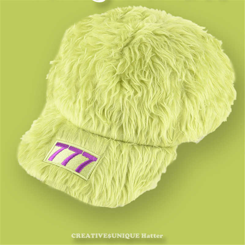 New color furry digital baseball cap for autumn and winter 2023 duck tongue cap warm and versatile hip-hop hat X241023
