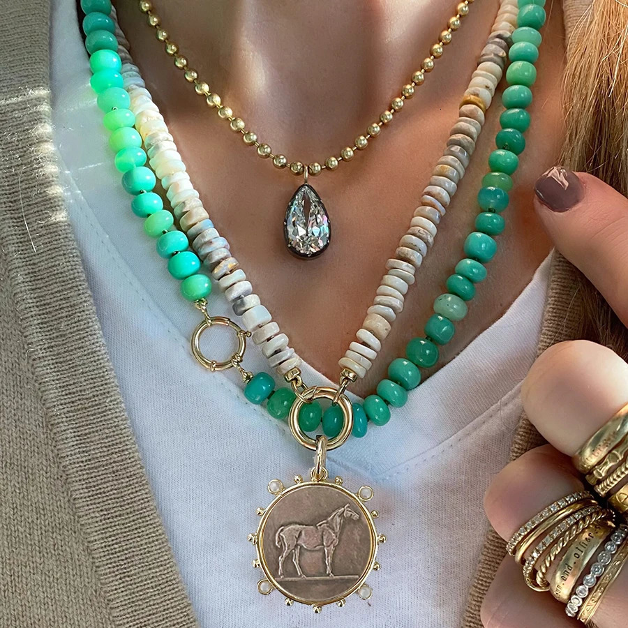 Chunky Statement Nelle Golden Bee pendant Talisman Tallys OOAK Hand Knotted Lavender Opal and Pearl Women Jewelry BohoNecklace 241023