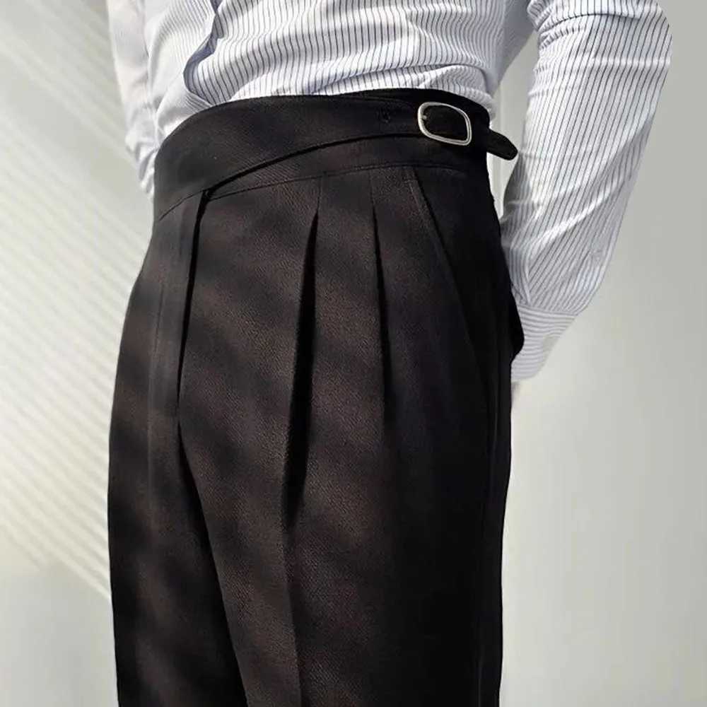 Mens Double Belt Suit Pants Genderless 2024 New British Temperament Versatile Comfortable High-Waisted Straight Trousers UnisexX241023