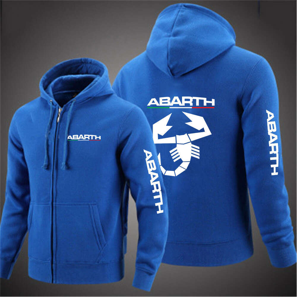 High end Men New Abarth Solid Color Zip Up Pocket Oversized Harajuku Korean Sweatshirts Long Sleeve Hooded Streetwear Casual Top