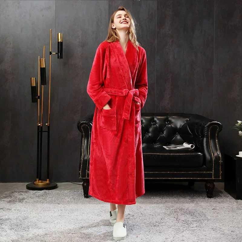 Red Bridal Room Bridal Wedding Dress Coral Fce Thick Spwear Flannel Couple Long Bathroom Autumn Family Clothing Lounge Clothing W241023