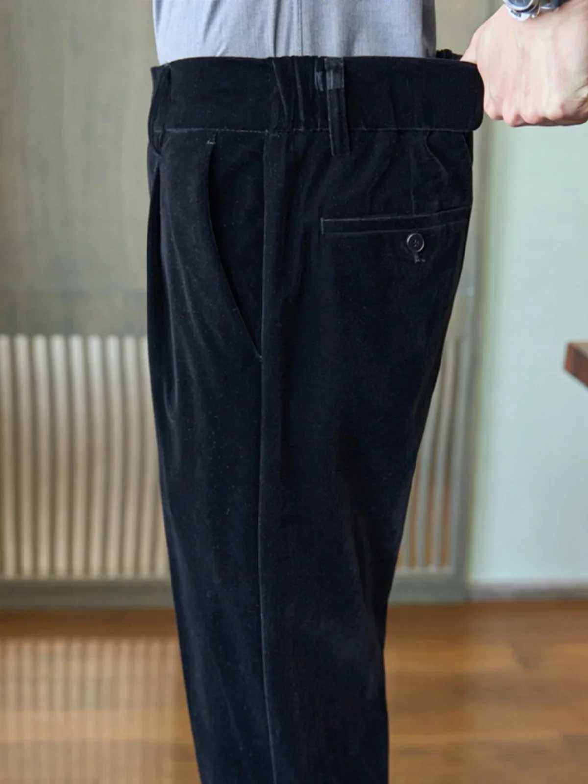 2023 Autumn Winter Velvet Suit Pants for Men Solid Color Casual Business Dress Pants Office Social trousers men clothingX241023