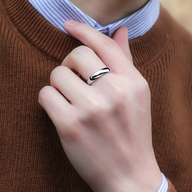 Saya men's ring silver vegan ring single tide male tungsten steel black gold tail ring closed ring female reflective male couple