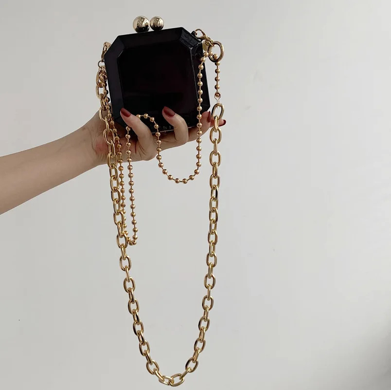 Acrylic Big Chain Mini Bag Womens Shoulder Bag Transparent Fashion Messenger Red Bag 241023