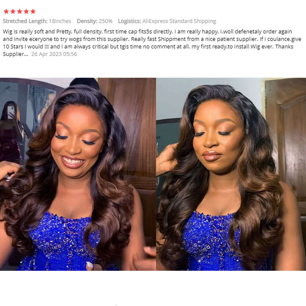 250% Density Blonde Loose Wave Front Ombre 1B/4 Brown Colored 13x4 HD Transparent Lace Frontal Human Hair Wig For Women