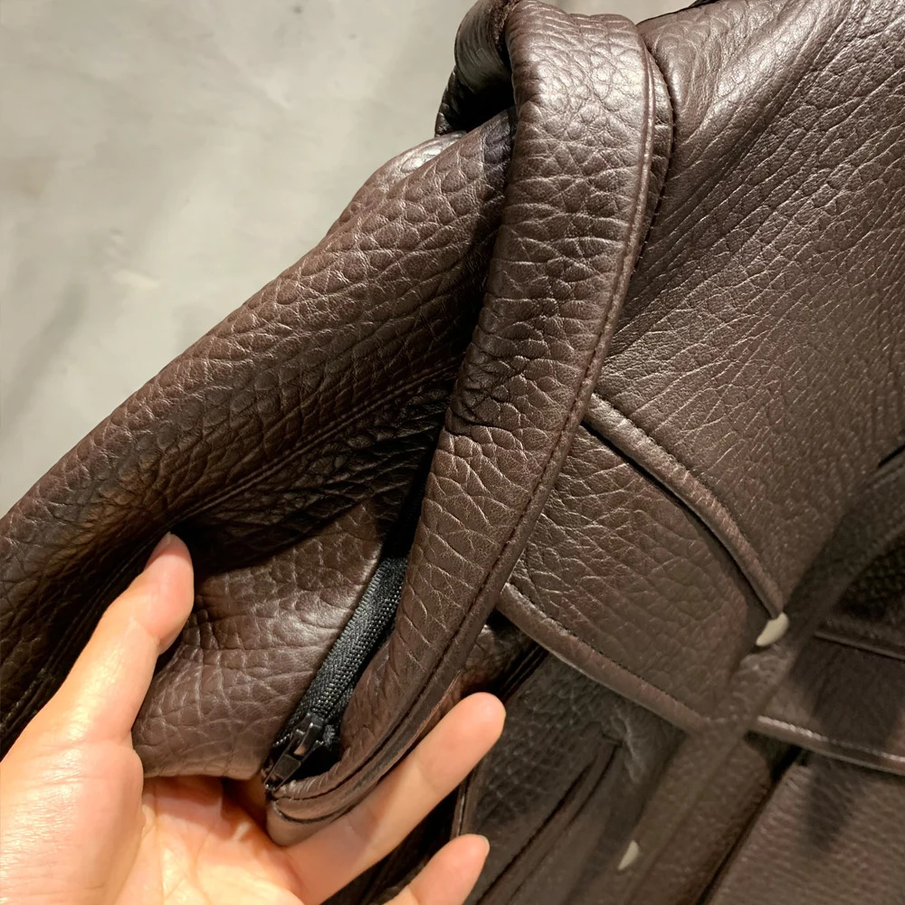 Grey leather jacket womens bicycle leather jacket detachable sleeves bomber in sheepskin H021 241023