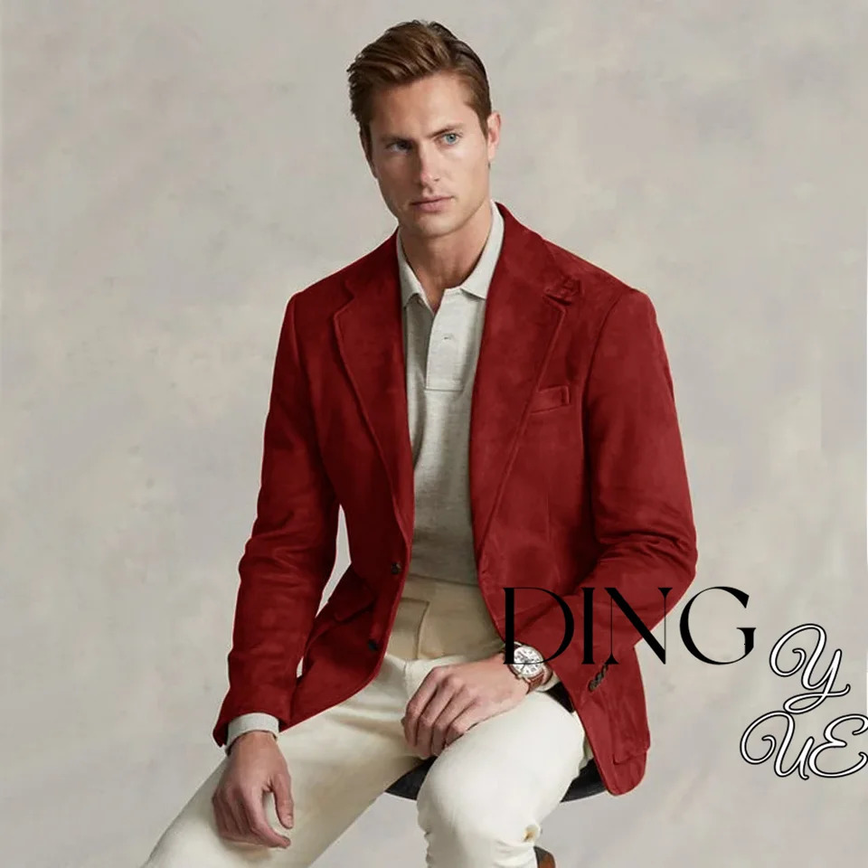 Mens suit suede jacket single chest casual fashion mens suit jacket mens jacket er formal mens wear 241023