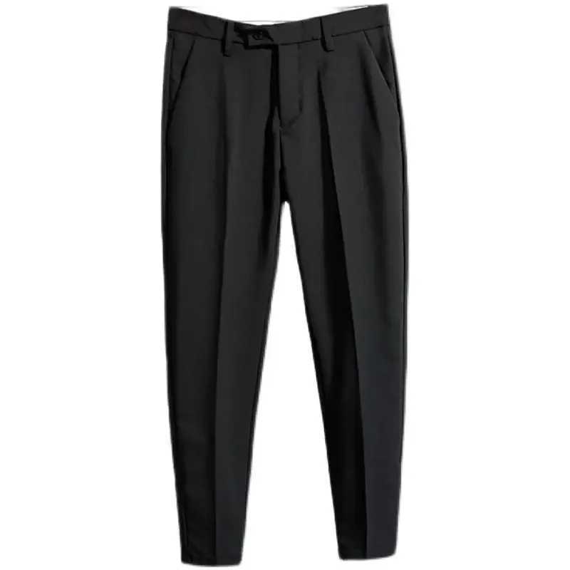 9 Cropped Man Suits Pants White Trousers for Men Fluid Draped High Quality Luxury Korean Style Clothes Spandex Summer 2024 CheapX241023