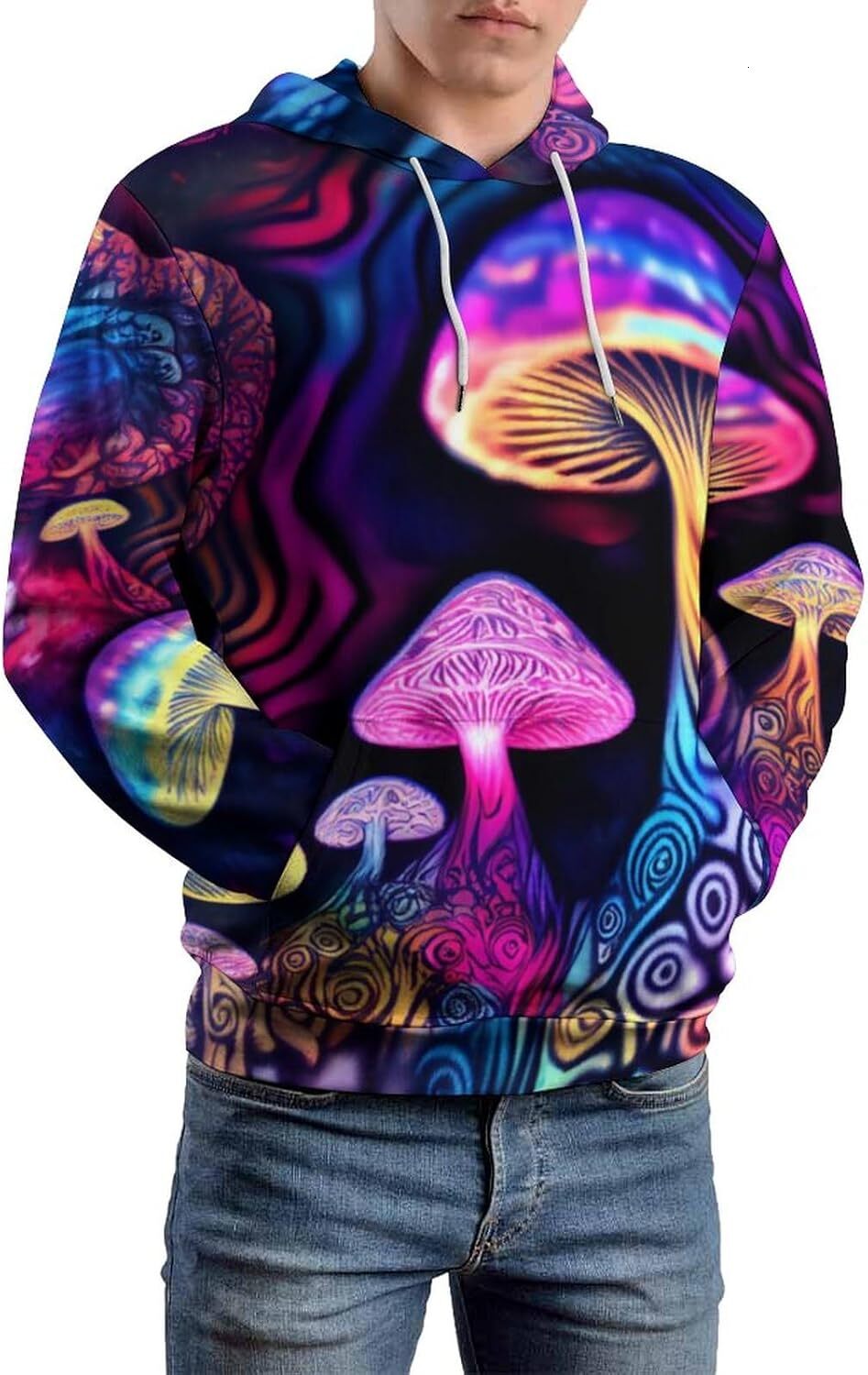 Hoodie for Mens Womens Mens Vintage Mushroom Pattern Hoodie Novelty Fantasy Hippie Cool Hoodies Graphic Hoodies sweatshirt Trendy Warmth