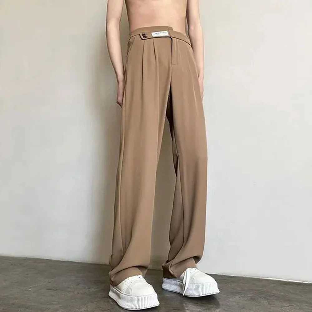 Suit Pants For Men Fashionable And Elegant Loose Straight Casual Pants British Style Solid Color High-Waisted Wide-Leg PantsX241023