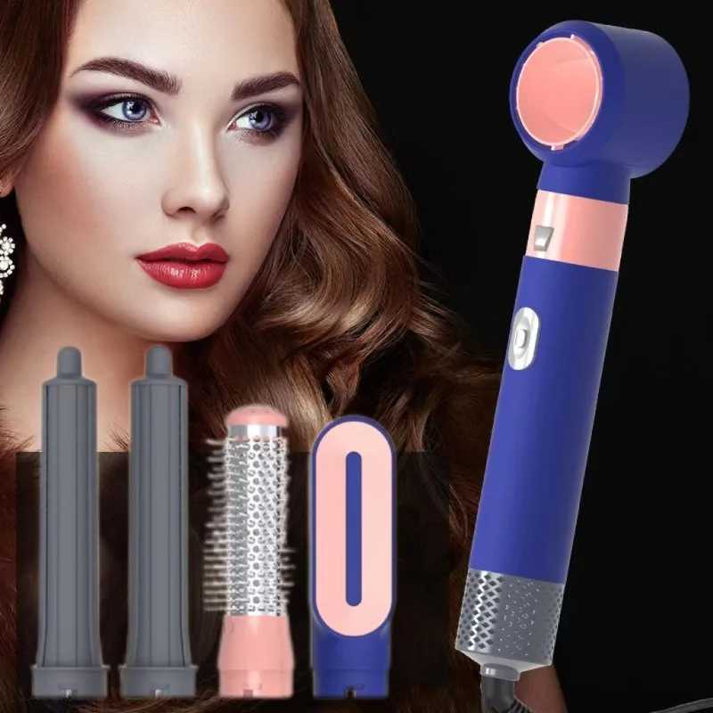 New Arrival 5-in-1 hair dryer hot comb set professional negative ion hair care curling iron straightener dry brush styling tool Z241022