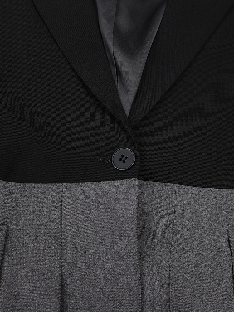 DEAT Afashion Women's 2 Pcs Set Notched Collar Contrast Color Single Button Folds High Waist Slim Suit Spring 2024 New Cpdb055