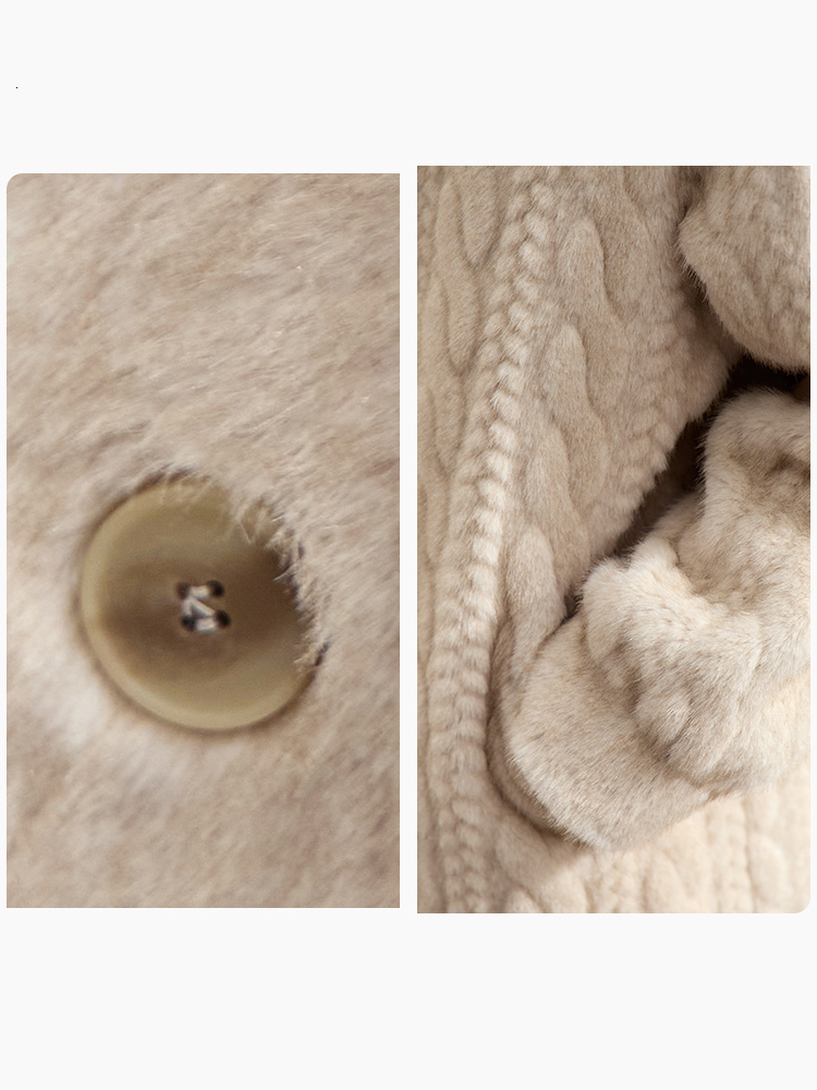 AMII Minimalist Women's Warm Thick Faux V-Neck Imitation Mink Hair Eming 2024 Winter Female Long Fur Outerwear 12424023