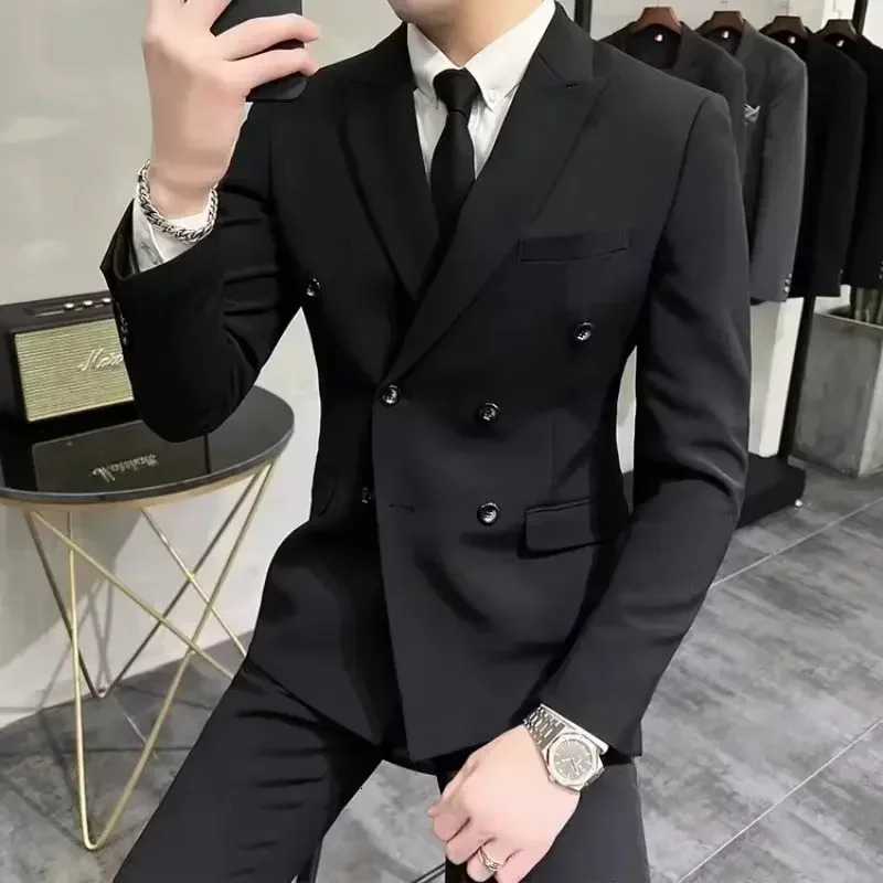 Mens double corset jacket autumn spring business ultra-thin jacket Hombre streetwear party wedding dress 241023