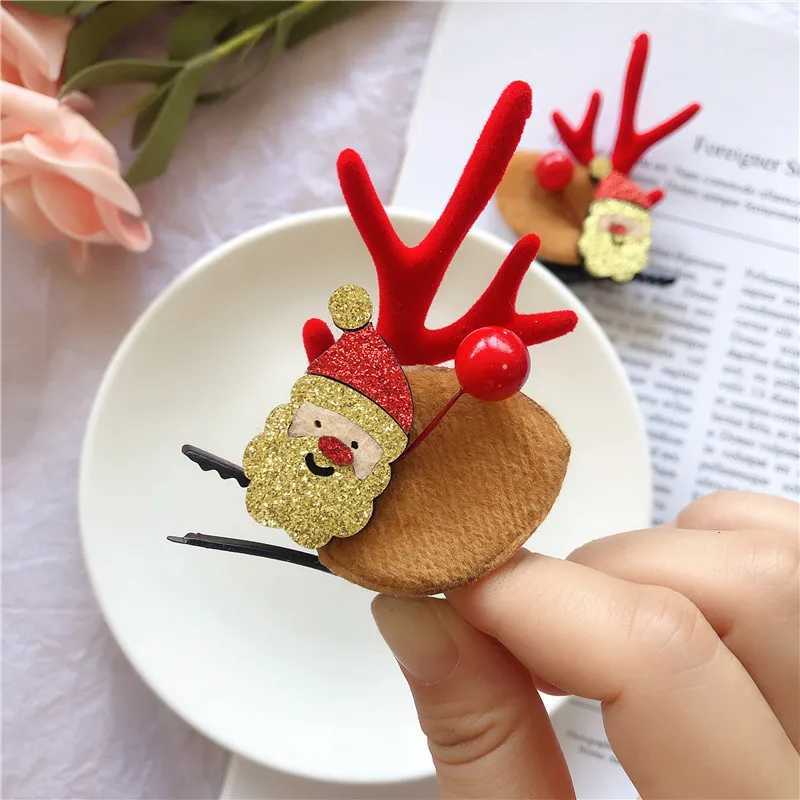 4Pcs/Set Christmas Hair Ornaments Santa Claus Headwear Deer Horn Hairpins BB Side Clip Princess Headdress Girls Hair AccessoriesX241022