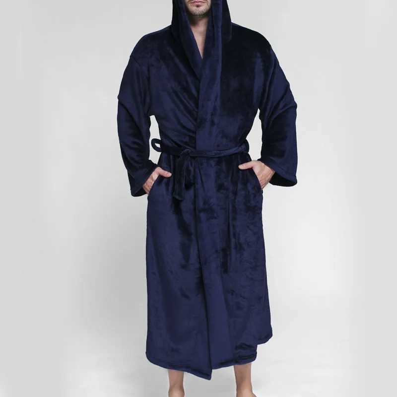 Mens Winter Plus 10XL 12XL Long Flannel Fce Bathroom Kimono Warm Bath Robe Mens Comfortable Robe Night Spwear W241023