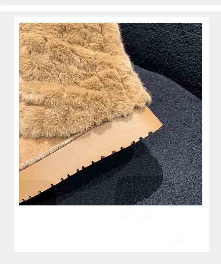Winter Boots With Fur Round Toe Boots-Women Flat Heel Clogs Platform Female Shoes Australia Plush 2024 Lolita Rubber Padded Mid