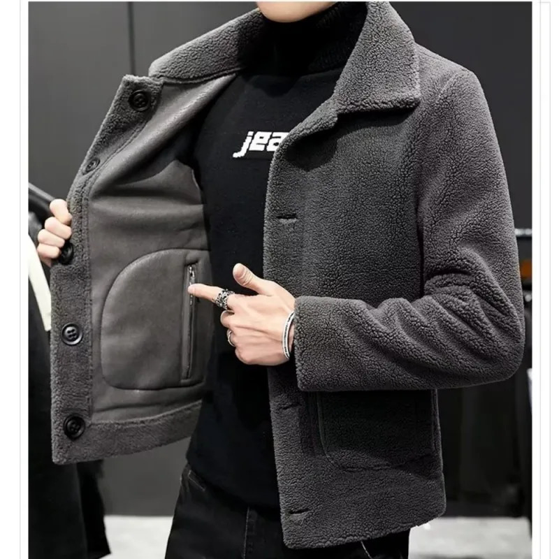 autumn and winter mens fashion trend suede double-sided leather jacket mens casual travel warm jacket 241023
